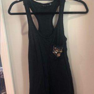Black tank with sequin pocket
